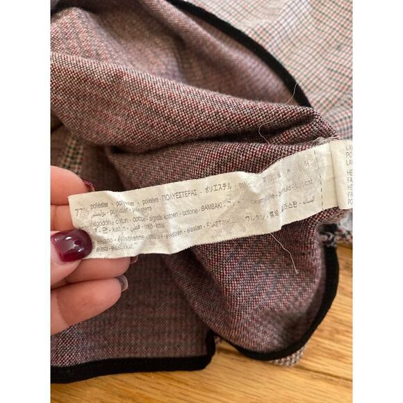 Zara Basic women's red/black plaid crew neck short sleeve cropped shirt size Med - Picture 8 of 8